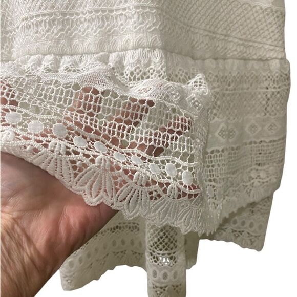 NWOT Parker Nerissa SZ XS Little White Dress Eyelet Lace Drop Waist Tiered Skirt - Picture 9 of 16